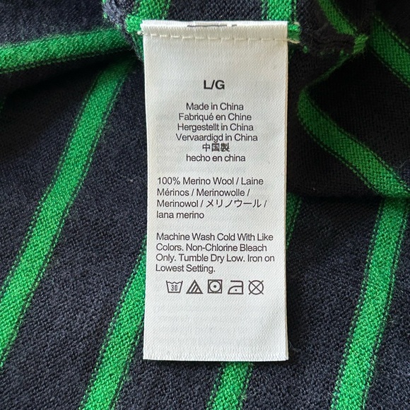 J. CREW Relaxed-fit Crewneck Sweater Navy Warm Clover Stripe L Merino Wool EUC - Picture 8 of 8